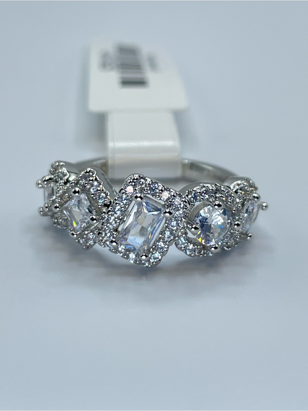 Swarovski Crystal Elements White Swarovski Crystal Art Deco Geometric Ring 6.5